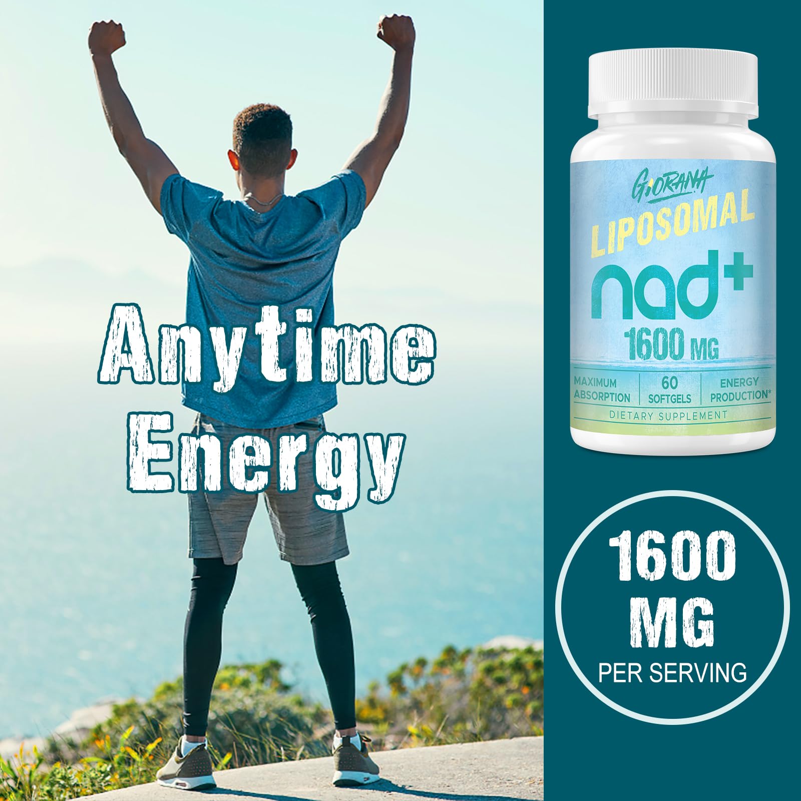 GIORANA 1600 MG Liposomal NAD+ Supplement, NAD+ Boosting Supplement, Superior Absorption, Vitamin B3 for Aging Defense, Longevity, Energy, Repair, Non-GMO, 60 Softgels GIORANA buy australia supplements