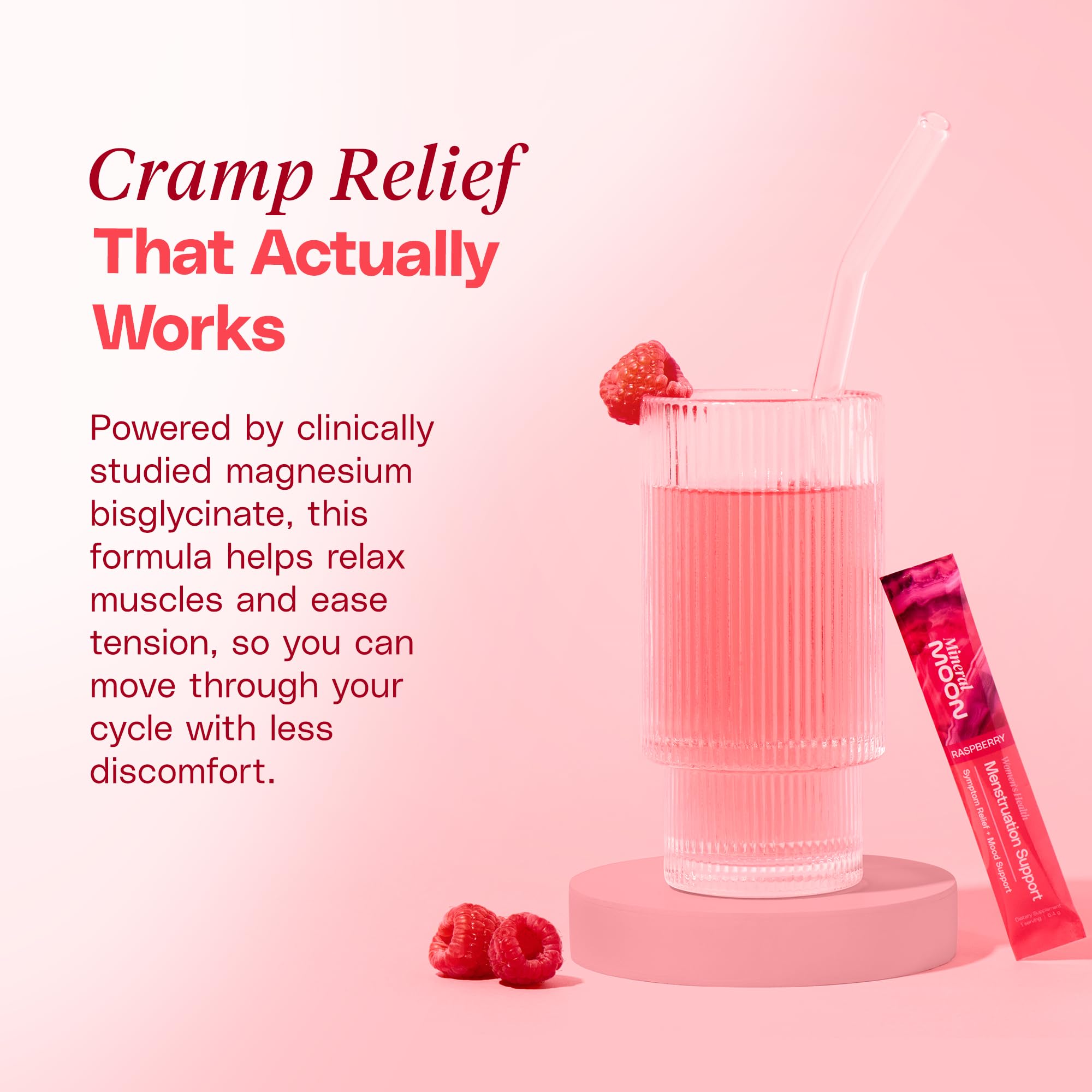 Mineral Moon Premium Menstruation Support - 14 Sachets Raspberry Drink - Hormonal Balance & PMS Support - Reduce Period Cramps, Fatigue & Nausea -with Magnesium Bisglycinate, BenfoPure B1 & Vitamin B6 Mineral Moon buy australia supplements
