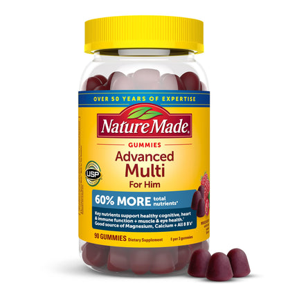 Nature Made Advanced Multivitamin Gummies for Him with Magnesium Citrate, Calcium & All 8 B Vitamins, Multivitamin for Men, Nature Made