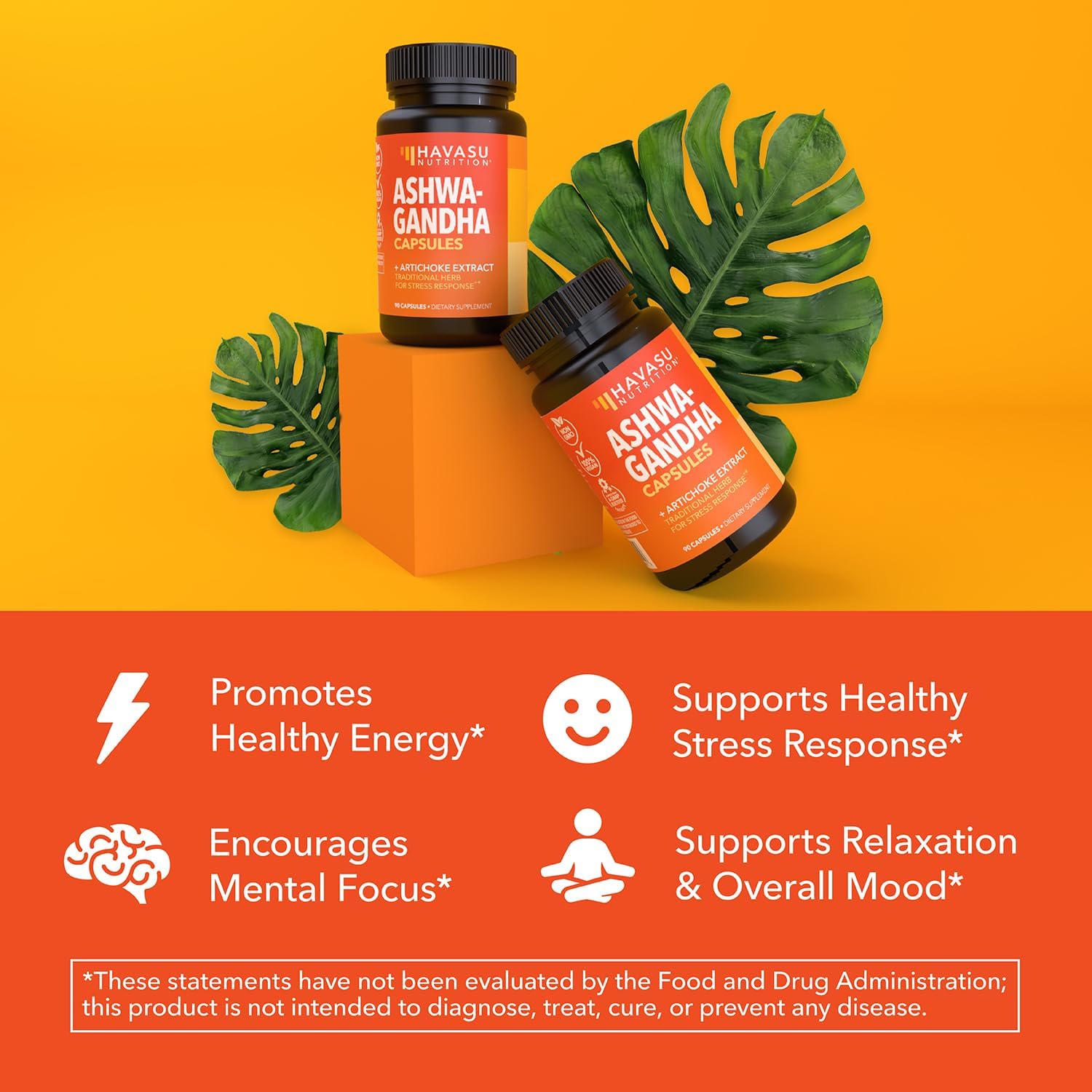 Ashwagandha 1000mg Per Serving with Artichoke Extract, 45 Servings | Ashwagandha Capsules for Stress, Mood and Energy Support, Adaptogenic Herbal Support for Adults, Vegan, Non-GMO, 90 Count Gsupps Australia