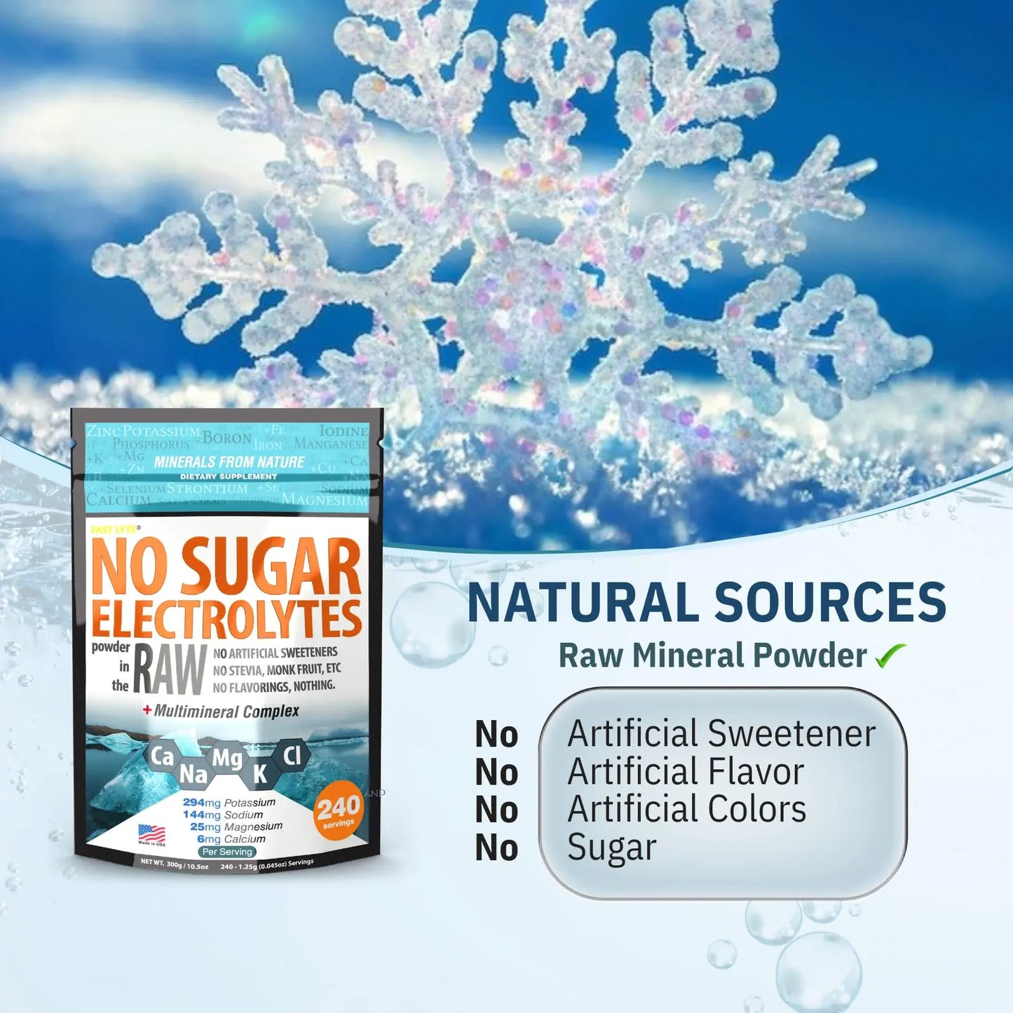 FAST LYTE No Sugar Electrolytes Powder in the Raw | Mix in Coffee, Soup, Juice, Water, Smoothies, Broth, Anything | No Sweeteners or Flavorings | Keto & Sugar Free | Non-GMO & Vegan FAST LYTE