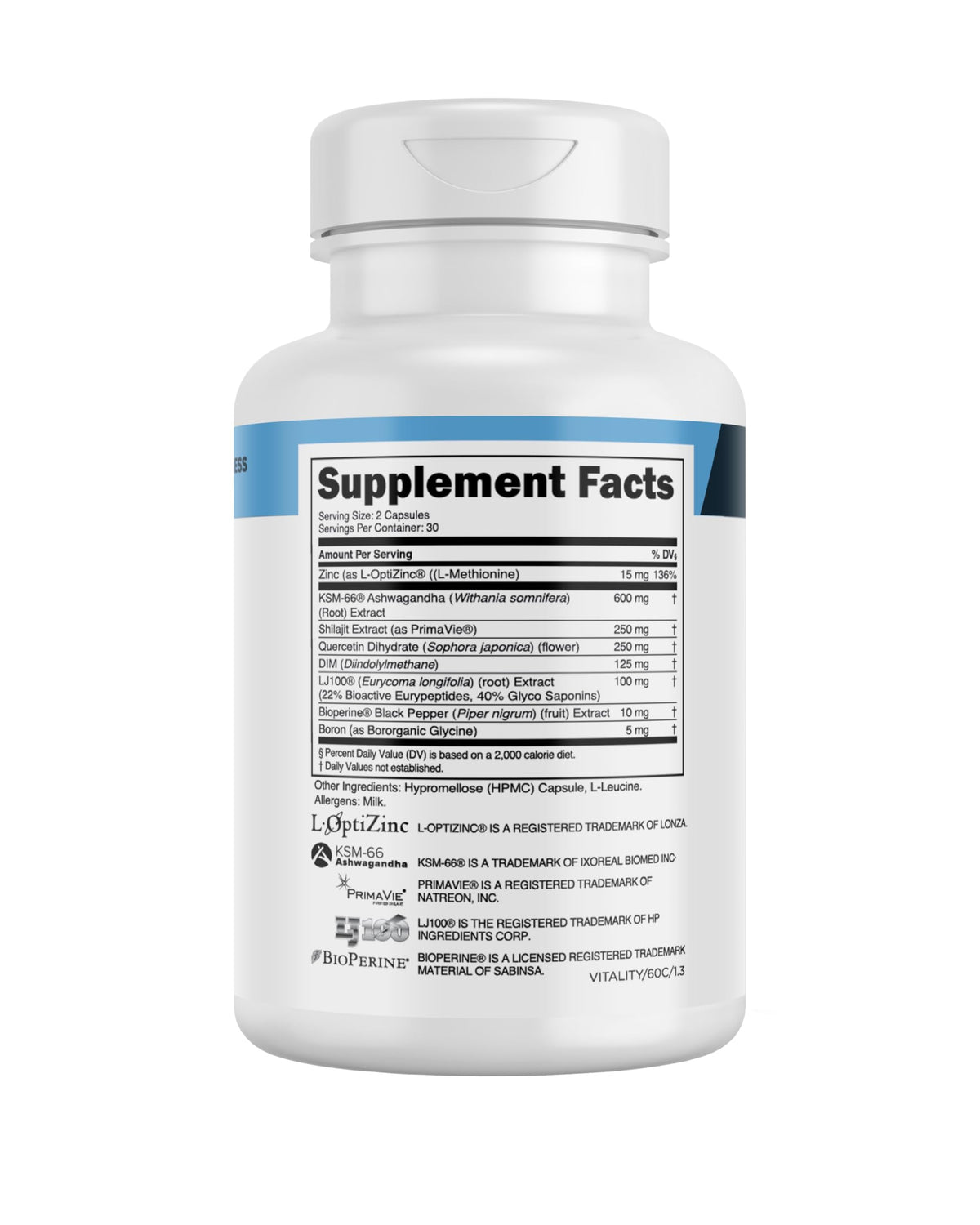 Transparent Labs Vitality Men with Ashwagandha KSM-66, PrimaVie Shilajit Extract, & DIM to Support Vitality, & Bioavailable - 60 Count Transparent Labs