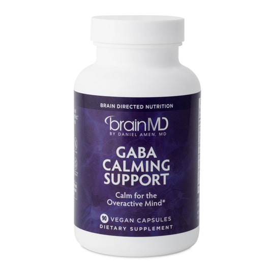 BRAINMD Dr Amen GABA Calming Support - 90 Capsules, Pack of 2 - Promotes Relaxation - Contains Magnesium, Vitamin B6 & Lemon Balm - 180 Total Servings