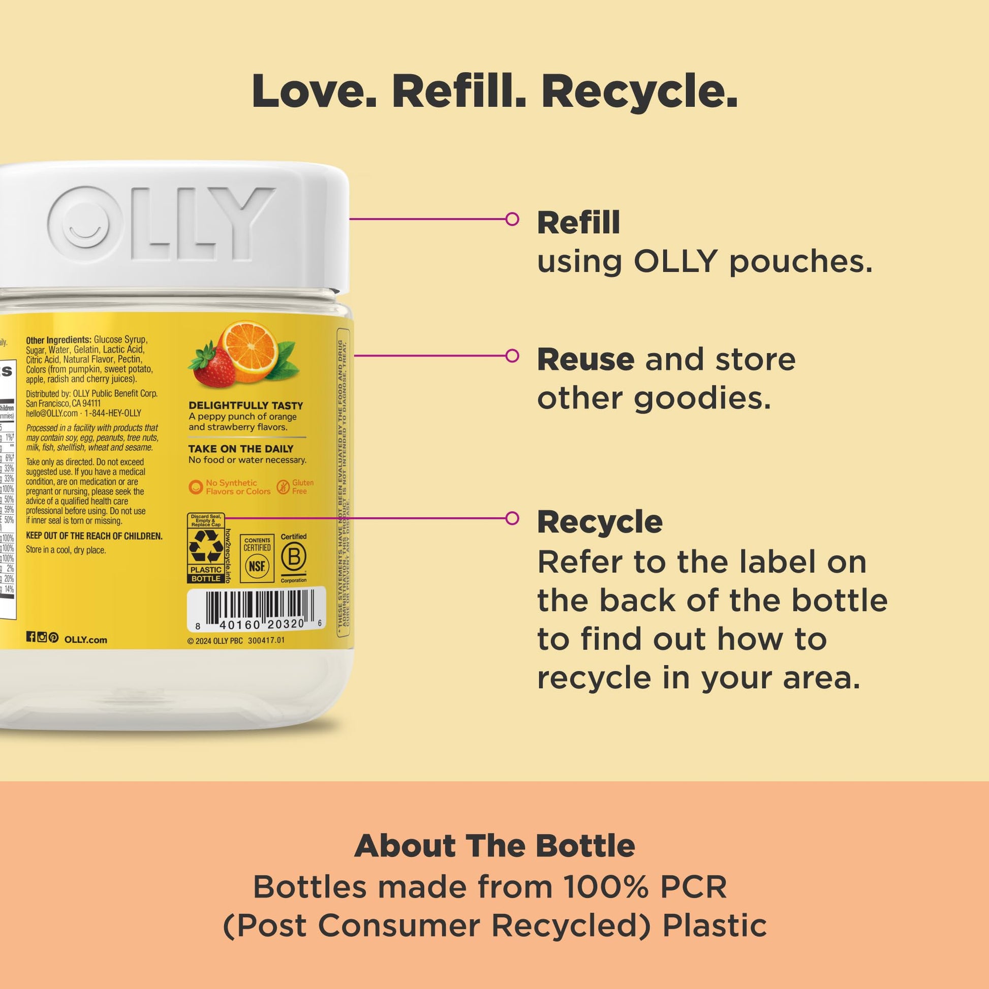 OLLY Kids Multivitamin Gummy Worms, Overall Health and Immune Support, Vitamins and Minerals A, C, D, E, Bs and Zinc, Chewable Supplement OLLY