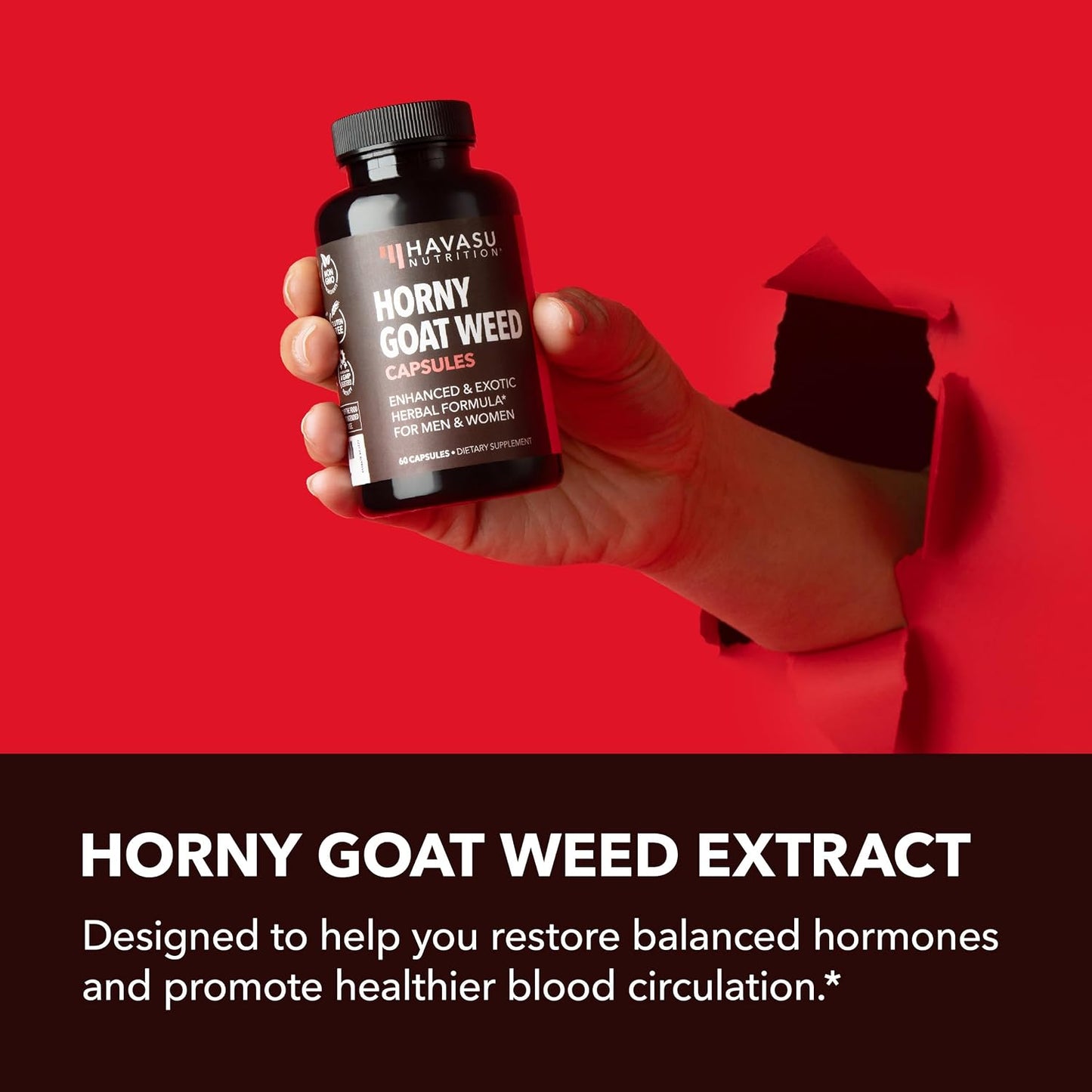 Horny Goat Weed with Maca, Tongkat Ali and Saw Palmetto, 60 Servings | Vegan, Non-GMO, Gluten free Horny Goat Weed Capsules for Men & Women, Extra Strength Performance, 120 Count, 2 Month Supply Gsupps Australia