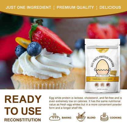 Orgnisulmte Egg White Protein Powder 8 Oz, Pasteurized Dried Egg Whites Protein, Gluten-Free, Non-GMO, Unflavored, Free Range High Whip for Baking, Desserts 227g orgnisulmte