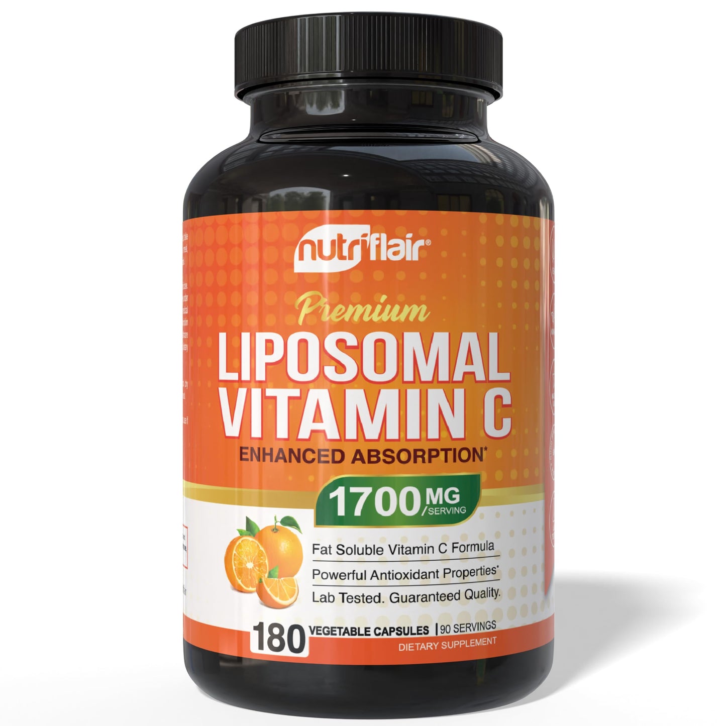 NutriFlair Liposomal Vitamin C 1700mg, 180 Capsules - High Absorption, Fat Soluble VIT C, Higher Bioavailability Immune System Support NutriFlair
