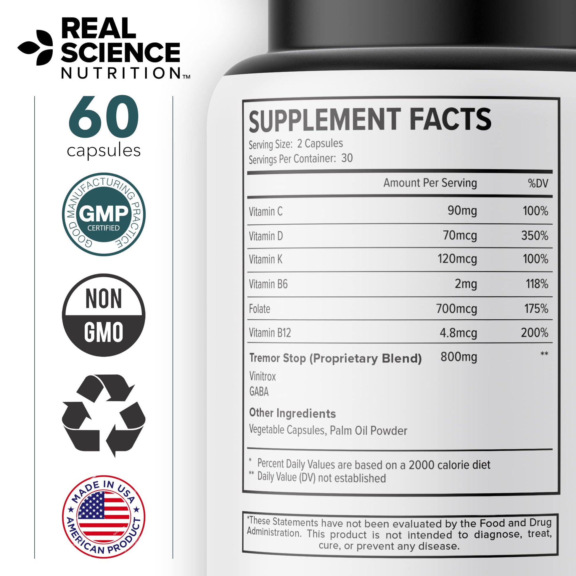 Real Science Tardivex All Natural Nerve Support Supplement for Neurological Balance - Includes Vinitrox, GABA & Essential Vitamins for Controlled Movement & Coordination - Made in USA, 60 Caps Real Science Nutrition buy australia supplements