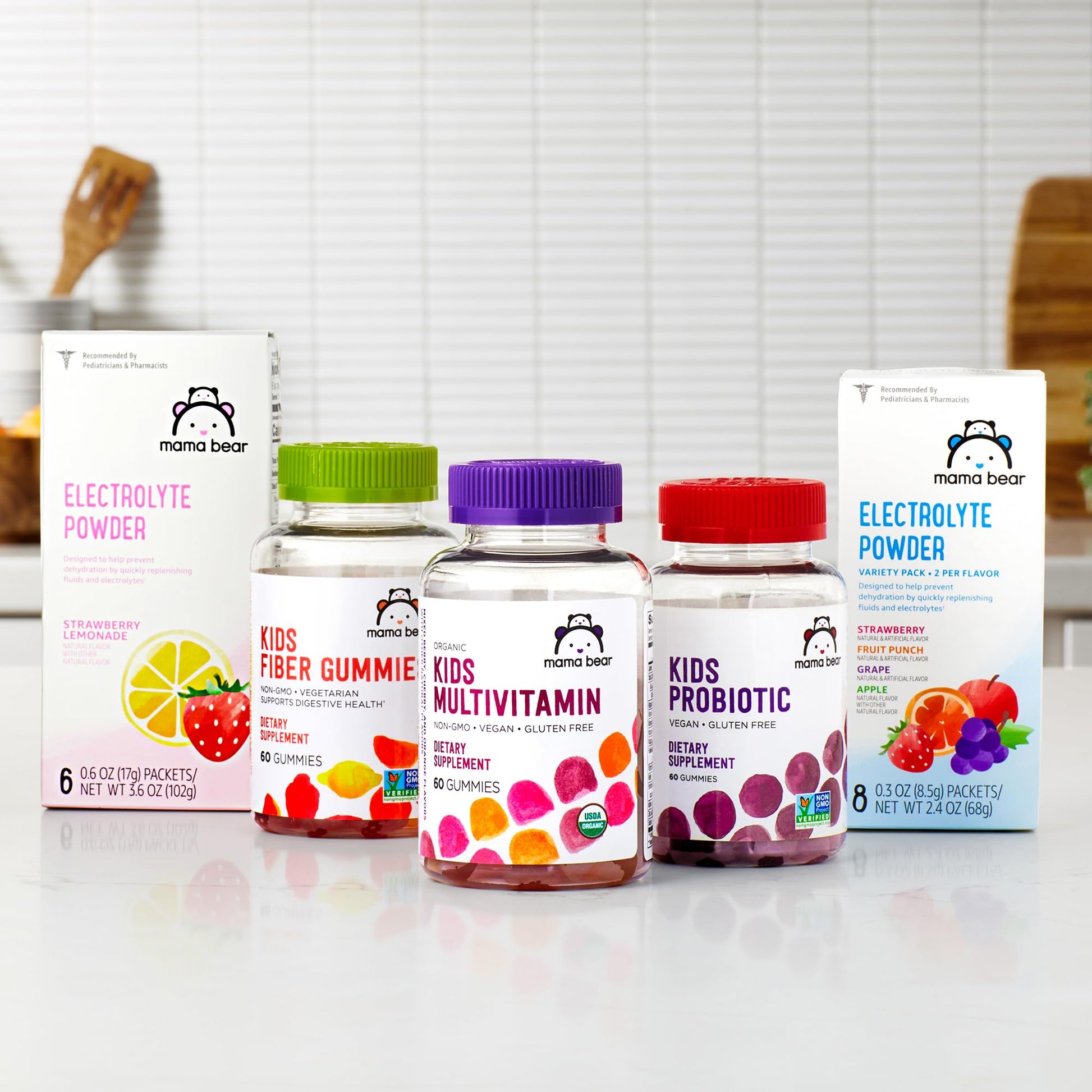 Amazon Brand - Mama Bear Organic Kids Multivitamin Gummies, Berry, Cherry & Orange, 60 Count, 1 Month Supply (Packaging May Vary) Mama Bear