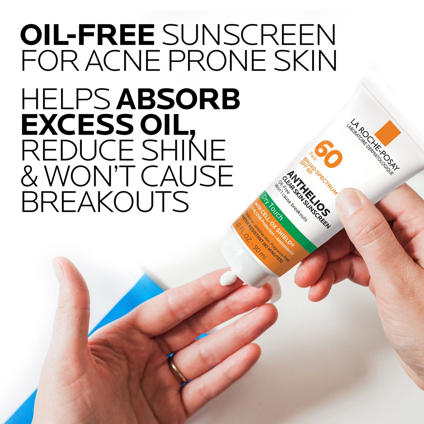 La Roche-Posay Anthelios Clear Skin Sunscreen Dry Touch SPF 60, Oil Free Sunscreen For Face, Oil Absorbing, Broad Spectrum SPF La Roche-Posay