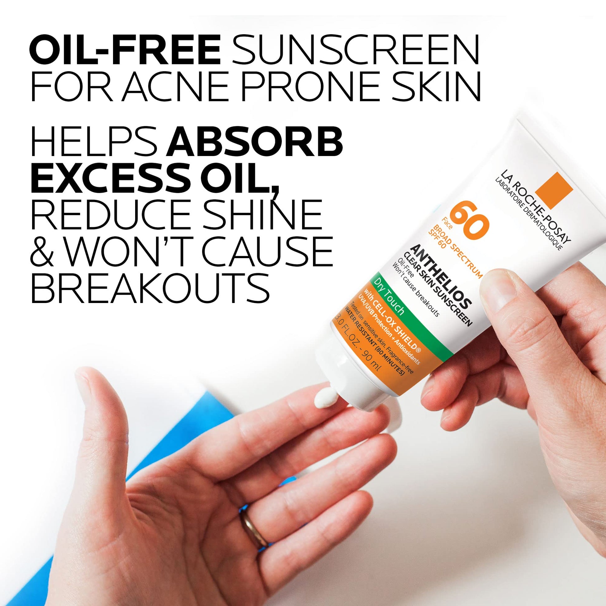 La Roche-Posay Anthelios Clear Skin Sunscreen Dry Touch SPF 60, Oil Free Sunscreen For Face, Oil Absorbing, Broad Spectrum SPF La Roche-Posay