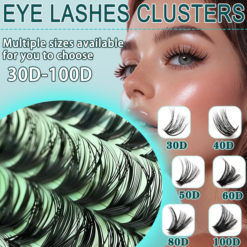 Lash Clusters Kit 30D+40D Natural Wispy Lashes Clusters Eyelash Extensions FebFeb