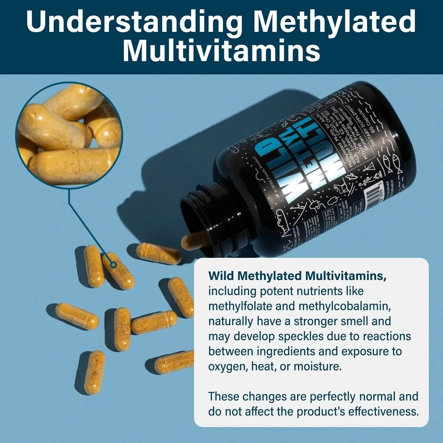 Wild Methylated Multivitamin for Women & Men | Daily Multi Vitamin | MTHFR Supplement Without Iron | Methylated B12, Folate, Vitamin C, A, K2, D, E Wild Foods buy australia supplements