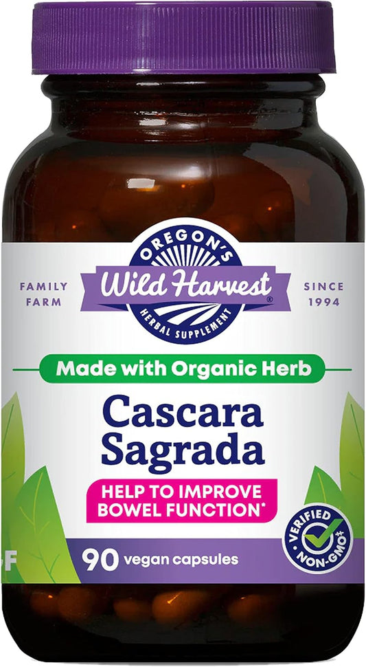 Oregon's Wild Harvest Cascara Sagrada Capsules - Organic Herbal Natural Laxative for Short-Term Constipation Relief Gsupps Australia