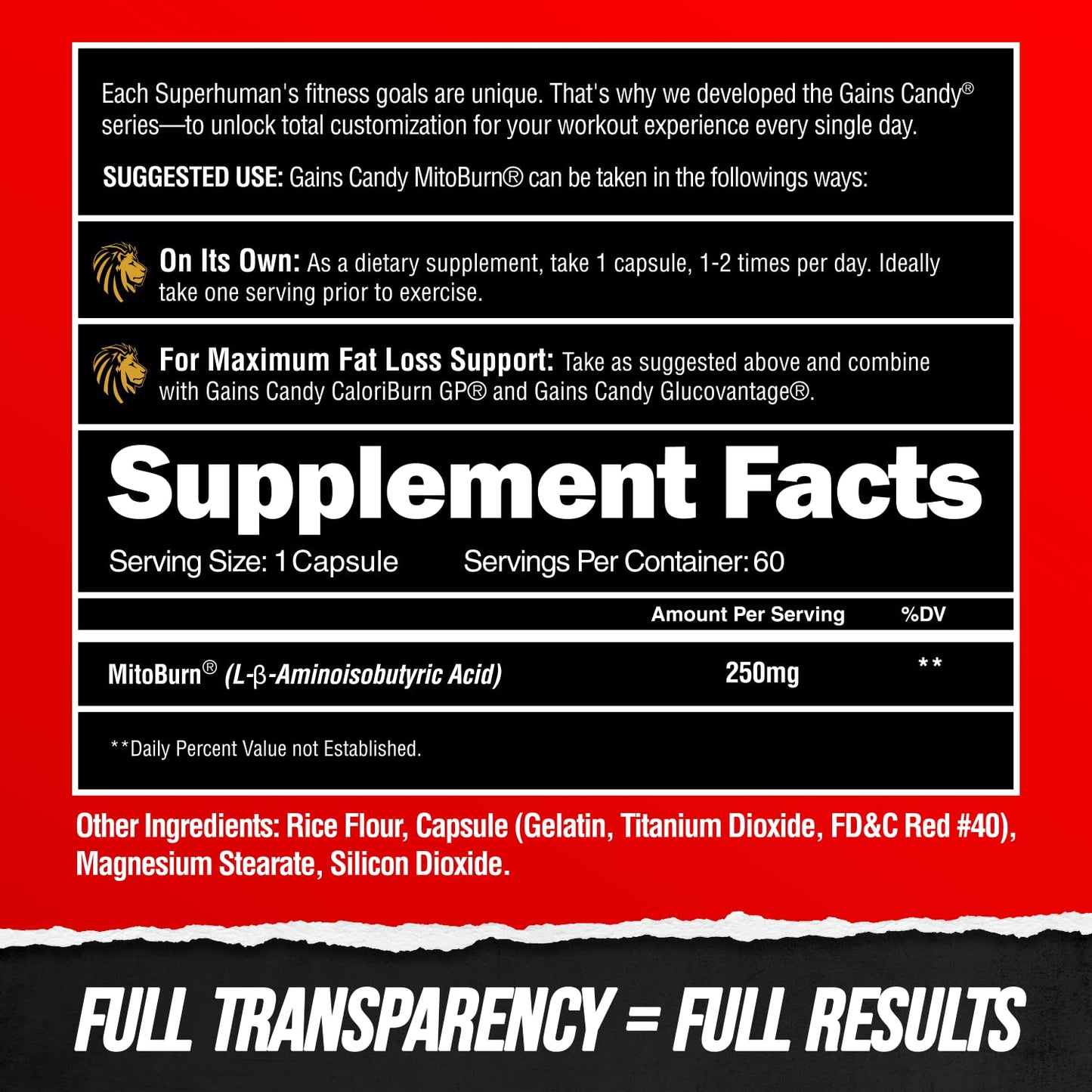 ALPHA LION Gains Candy, Pills that Support Weight Loss, Energy Supplements, 100% Natural Extract, Calorie Burning, Regulates Healthy Metabolism, 60 Capsules (Fat Loss - CaloriBurn®)
