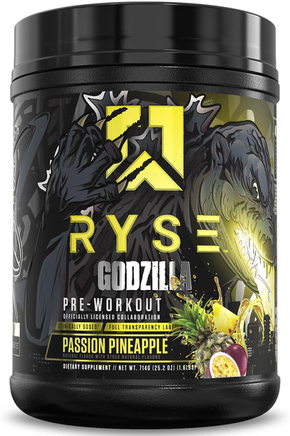 RYSE Godzilla X Noel Deyzel Pre Workout Powder - Monsterberry Lime - 400mg Caffeine, High Stim Pre-Workout for Men & Women with Citrulline & Beta Alanine - Energy, Pump & Focus - 20/40 Servings