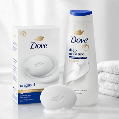 Dove Beauty Bar Soap Original 8 Count for Soft, Smooth Skin, with 1/4 Moisturizing Cream 3.75 oz Dove