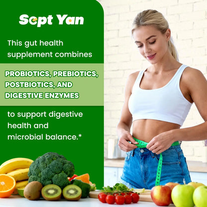 SEPT YAN Gut Health Supplement with Prebiotics, Postbiotics & Probiotics for Digestive Health for Women & Men, 80 Billion CFU Probiotics for Gut and Digestion SEPT YAN