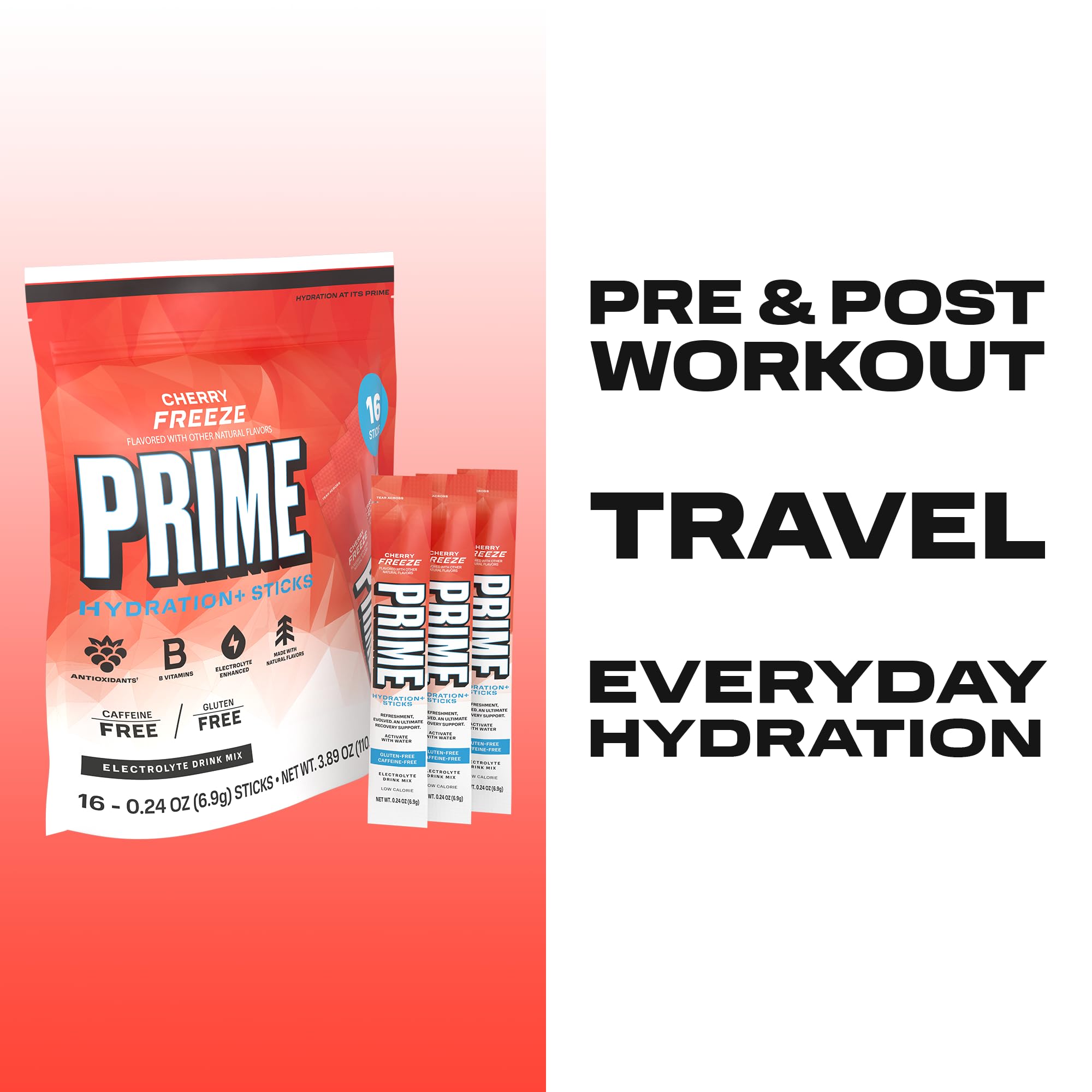 PRIME HYDRATION+ Electrolyte Powder Sticks, Cherry Freeze, Sugar Free Hydration Drink Mix with Potassium, Magnesium & B Vitamins PRIME HYDRATION buy australia supplements