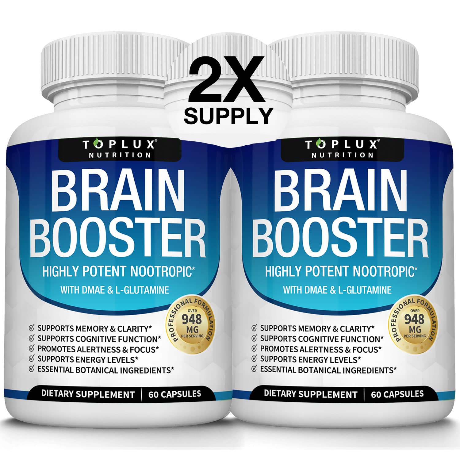 Toplux Brain Supplement Nootropic – Brain Pills Vitamin with DMAE, Bacopa Monnieri, L-Gutamine, for Men Women, 60 Capsules, Nutrition Toplux buy australia supplements