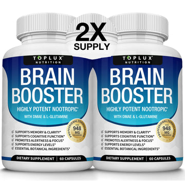 Toplux Brain Supplement Nootropic – Brain Pills Vitamin with DMAE, Bacopa Monnieri, L-Gutamine, for Men Women, 60 Capsules, Nutrition Toplux buy australia supplements
