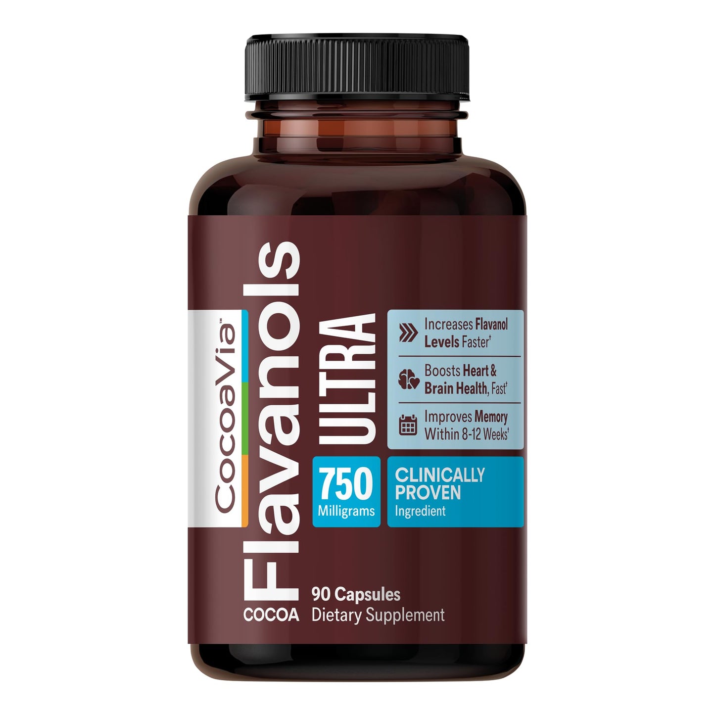 CocoaVia Ultra 750mg Cocoa Flavanols – Heart & Brain Support, Memory & Blood Circulation Booster, High Flavanol Cocoa for Nitric Oxide, Energy & Oxygen Boost CocoaVia