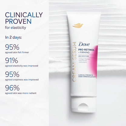 Dove Cream Serum Pro-Retinol + Firming for Elasticity and Firmness, with Collagen Peptides, Niacinamide and Antioxidants Lotion, 8 oz Dove