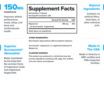 Legion Sucrosomial Magnesium Supplements - High Absorption Magnesium Supplement for Women & Men - Magnesium Mineral Supplements to Help Boost Athletic Performance & Overall Health - 120 Servings