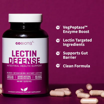 GOBIOTIX Lectin Defense - Lectin Blocker Supplement for Leaky Gut with MSM and Digestive Enzymes - Aids in Intestinal Health for Women and Men - Non-GMO GOBIOTIX