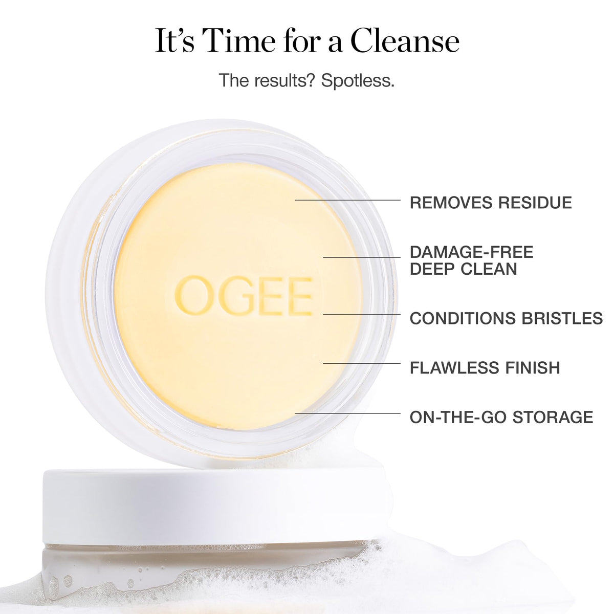 Ogee Brush Wash Bar - Gentle Makeup Brush Cleanser, Organic & Made in USA Ogee