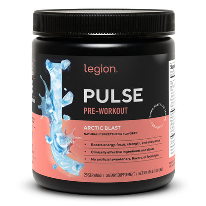 LEGION Pulse Pre Workout Supplement - All Natural Nitric Oxide Preworkout Drink to Boost Energy, Creatine Free, Naturally Sweetened, Beta Alanine, Citrulline, Alpha GPC (Fruit Punch)