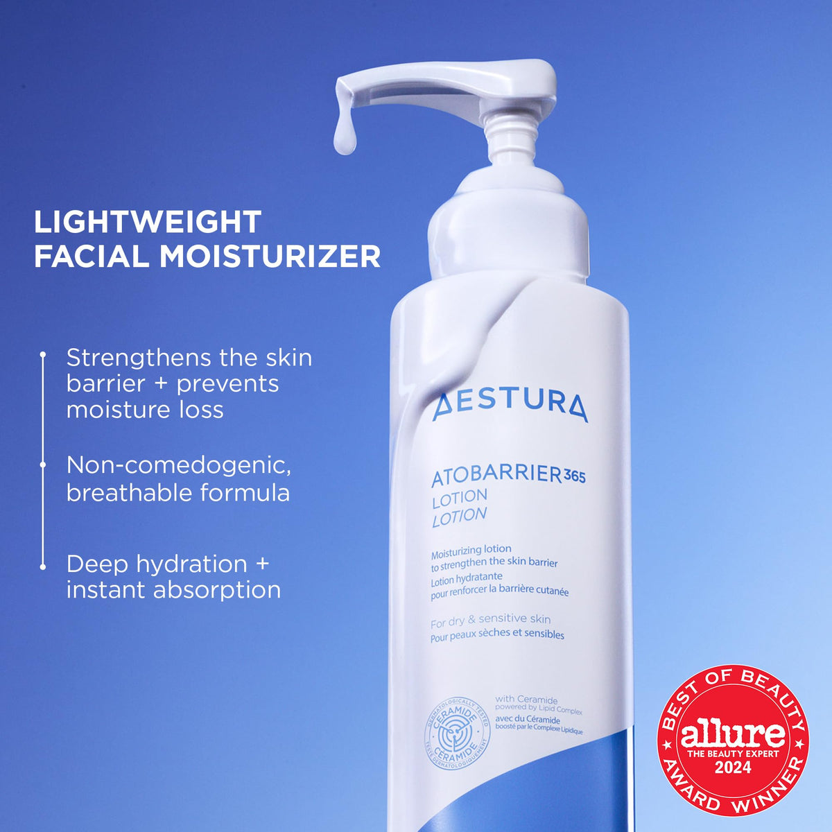 AESTURA ATOBARRIER365 Lightweight Korean Face Moisturizer with Ceramides | Strengthens Barrier, Fast-Absorbing Hydration, Suitable for Dry, Normal & Sensitive Skin, 150ML / 5.07 fl. Oz. AESTURA