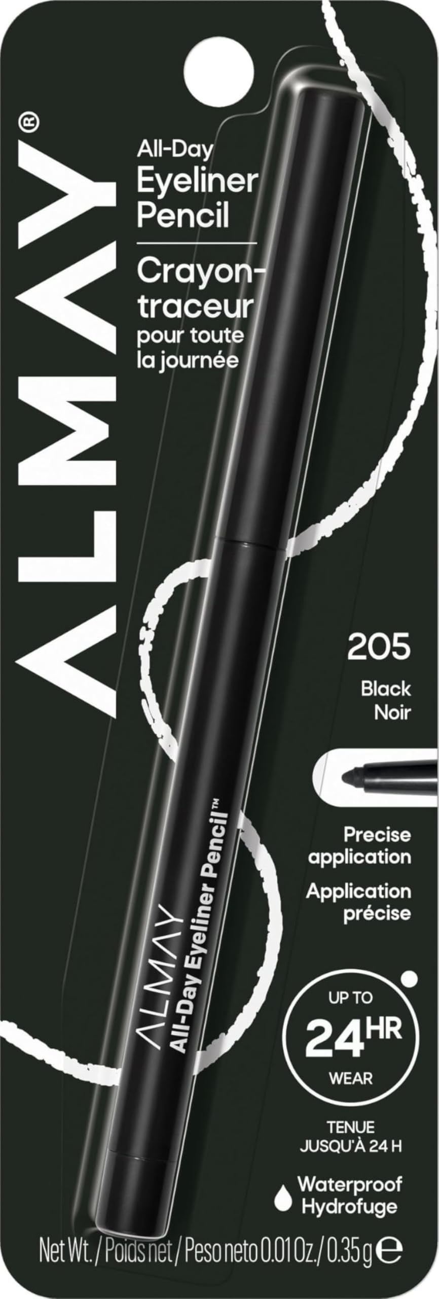 Almay All-Day Eyeliner Pencil, 205 Black, 0.01 oz Almay