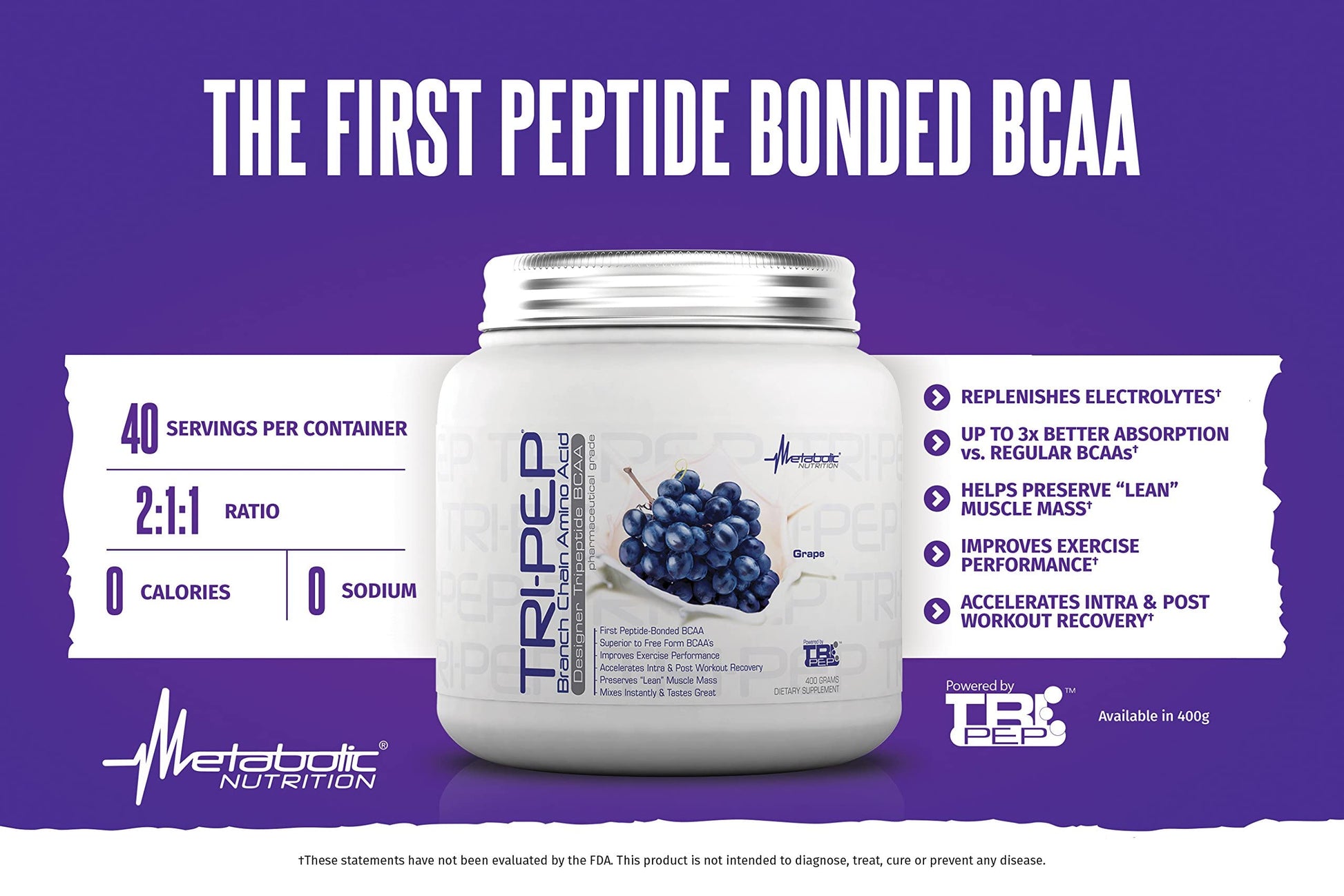 Metabolic Nutrition - TRIPEP - Tri-Peptide Branch Chain Amino Acid, BCAA Powder Metabolic Nutrition buy australia supplements