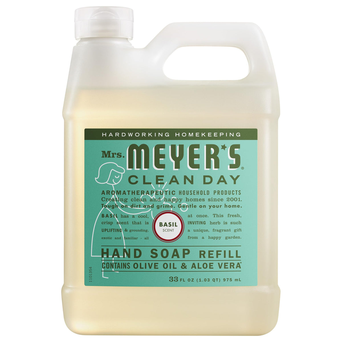 Mrs. Meyer's Clean Day, Hand Soap Refill, Made with Essential Oils, Basil, 33 Fl Oz Mrs. MEYER'S