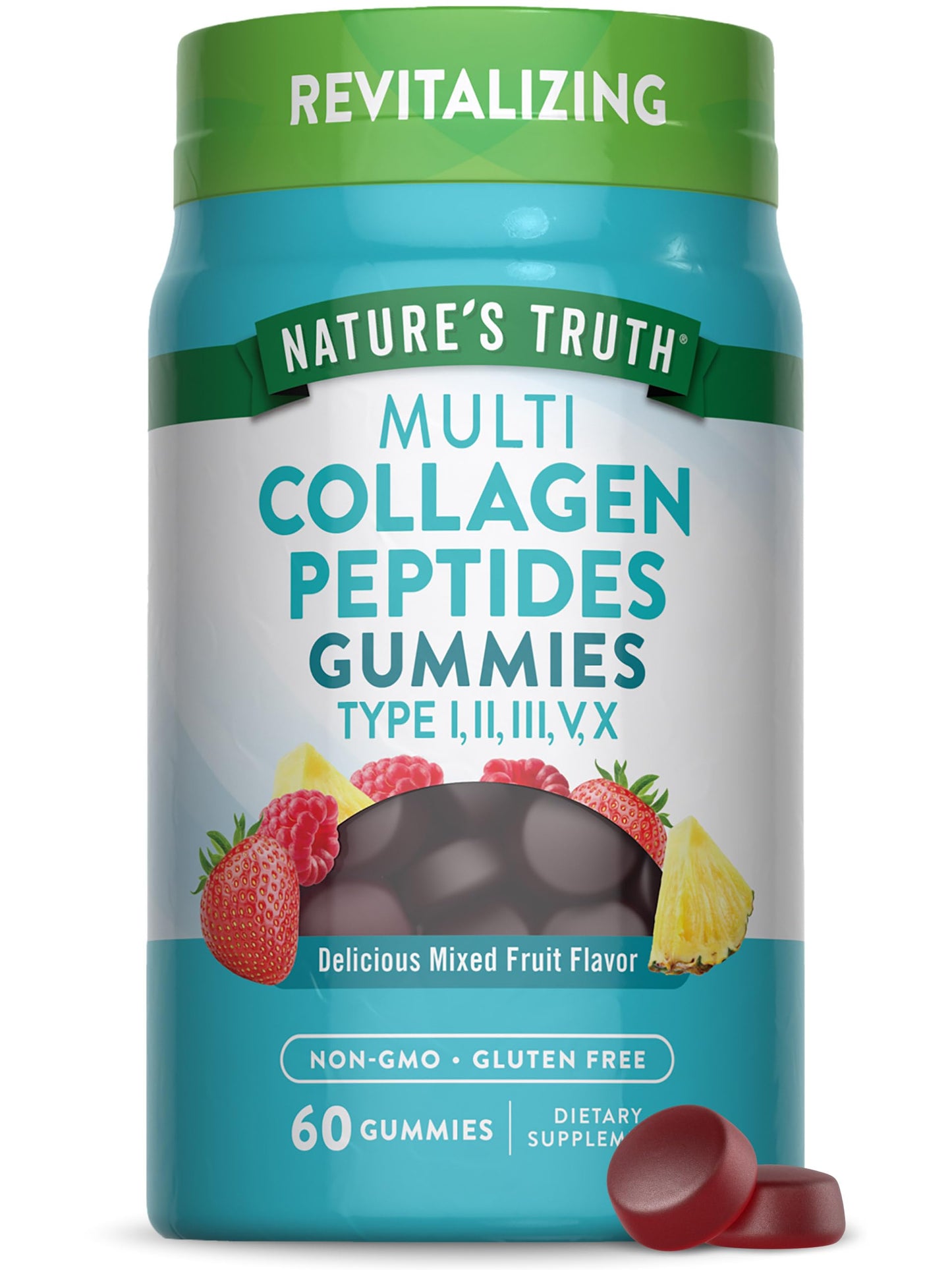 Nature's Truth Multi Collagen Gummies | Type I, II, III, V, X | 60 Count | Non-GMO & Gluten Free Complex Supplement | Mixed Fruit Flavor Nature's Truth