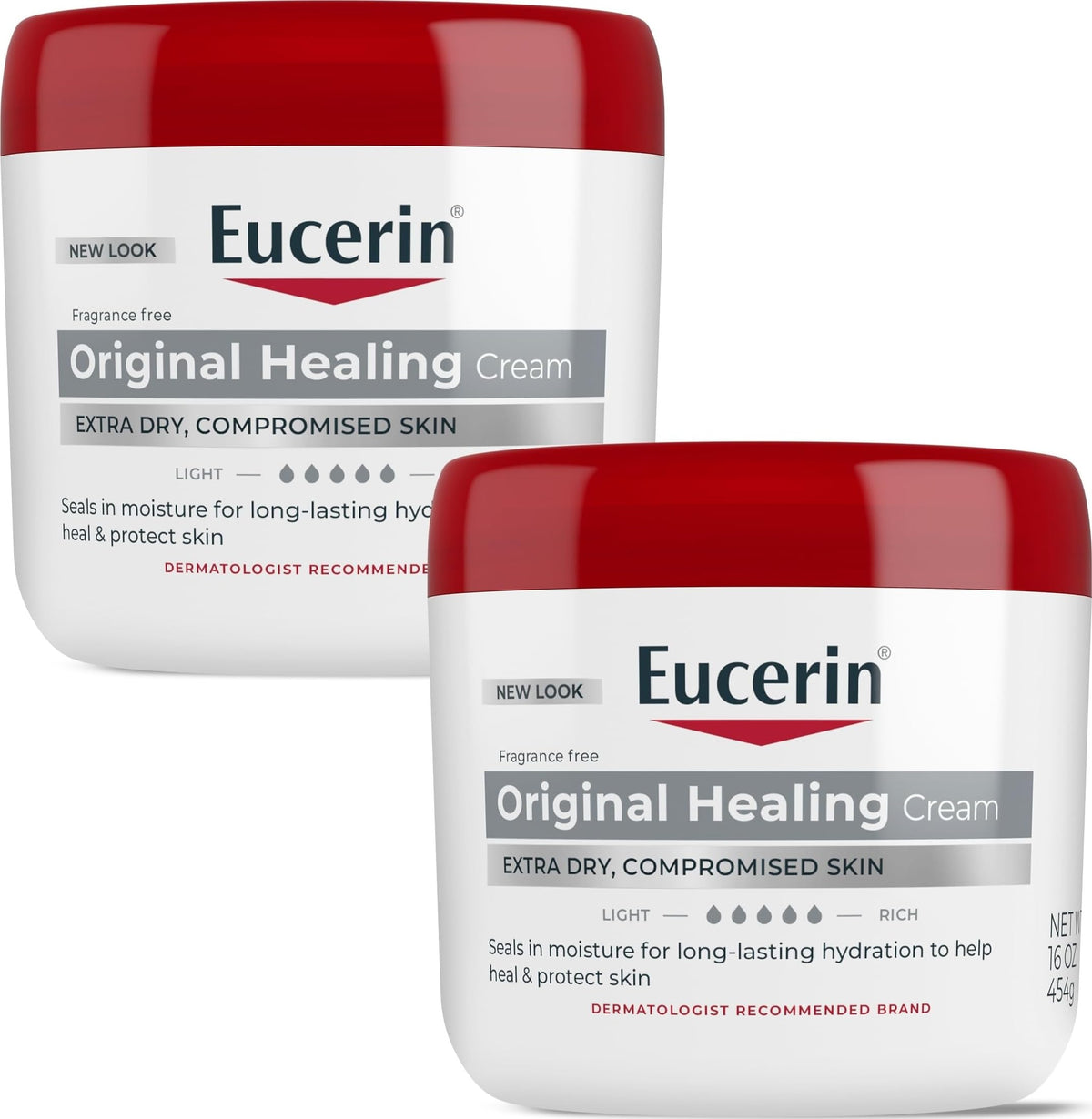 Eucerin Original Healing Cream, Emollient Enriched, 2 x 16 OZ Eucerin
