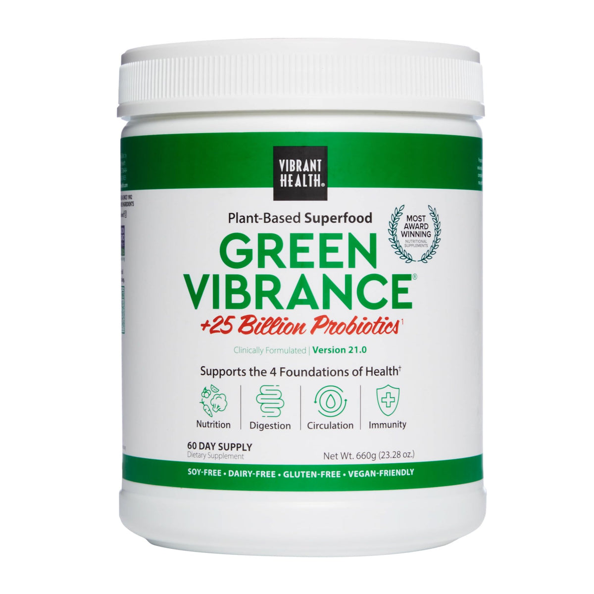 Vibrant Health, Green Vibrance, Vegan Superfood Powder, Boost Energy, 60 Servings Vibrant Health