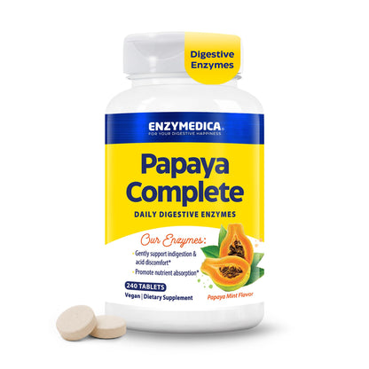 Enzymedica Papaya Complete - Papaya Enzymes Chewable, Digestive Enzyme Supplement for Women and Men, Digestion & Gut Health Support, High Potency Bromelain & Papain, Vegan, Gluten Free - 120 Tablets Gsupps Australia