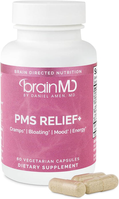 BRAINMD PMS Relief - 60 Capsules | Natural Support, Menstrual Comfort