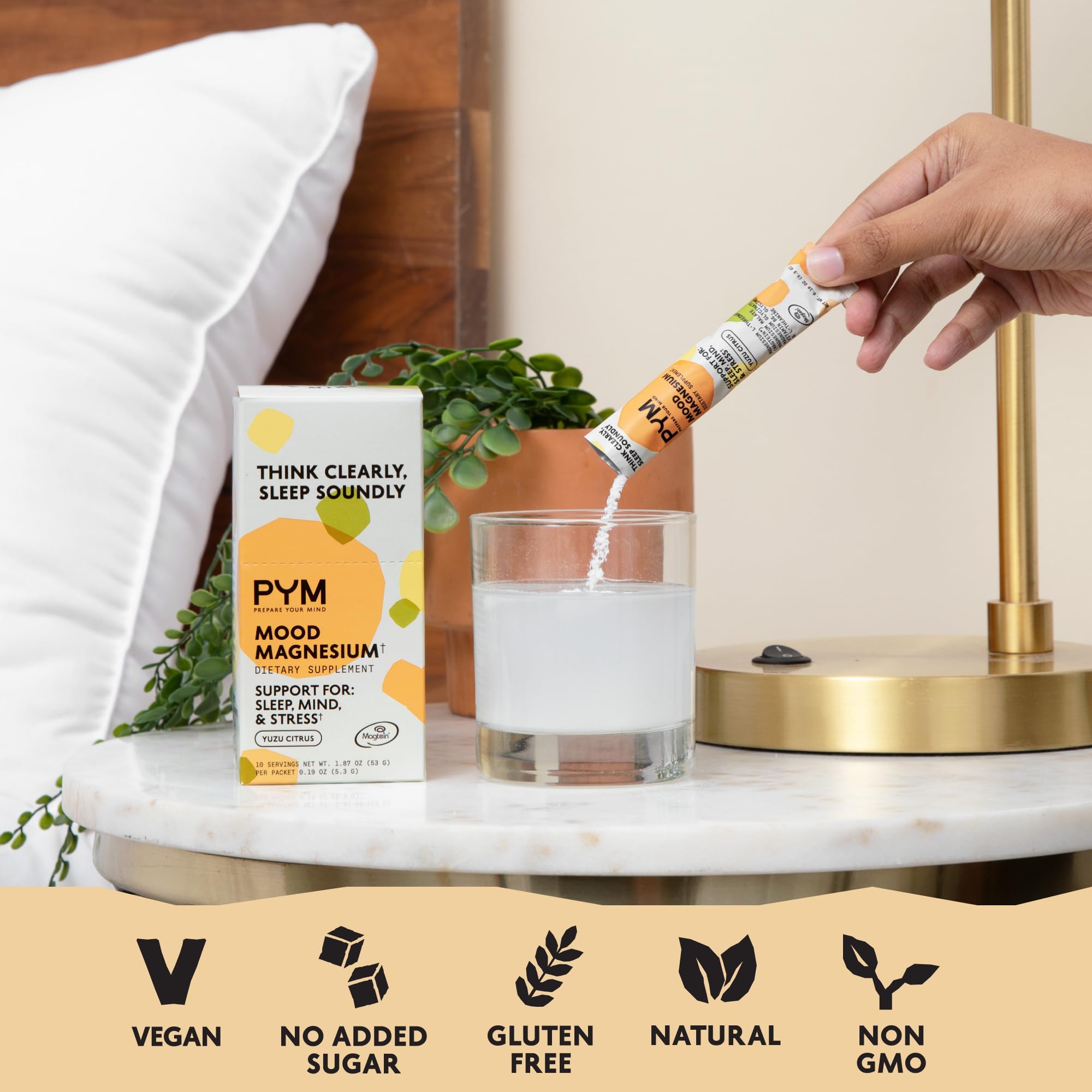 PYM Mood Magnesium Powder Packets (10-Servings) Magnesium Glycinate, L-Threonate & Malate Powder | Aid & Mood Support Supplement for Stress PYM Health buy australia supplements