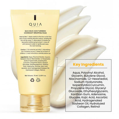 QUIA Turmeric + Kojic Acid Overnight Wrapping Mask – Hydration Mask for Glowing Skin QUIA Beauty