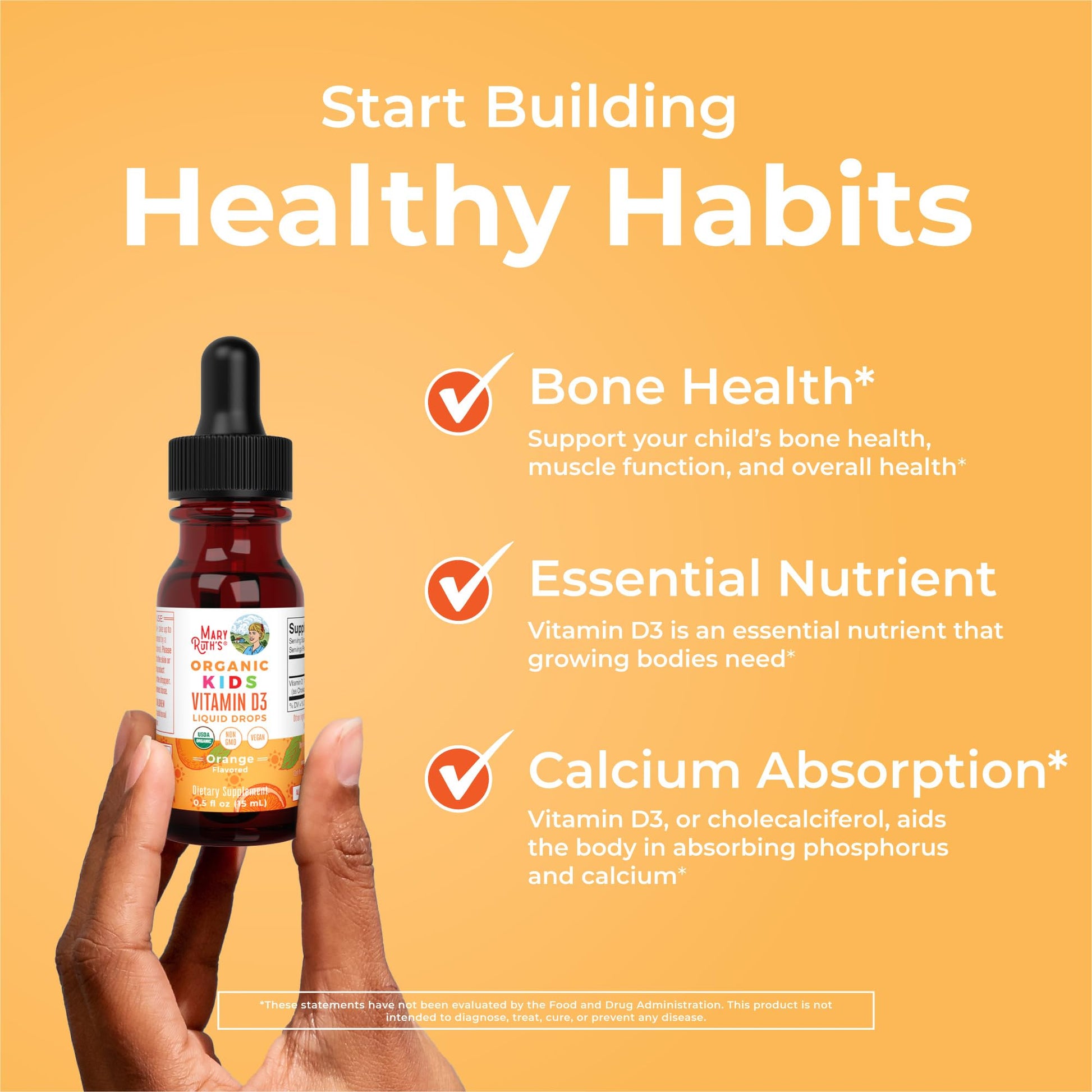MaryRuth Organics USDA Organic Vitamin D3 Liquid Drops for Kids | 640 IU Vitamin D3 Per Serving | Kids Immune Support & Bone Health Supplement | Formulated for Ages 4-13 | 0.5oz | 30 Servings MARYRUTH'S buy australia supplements