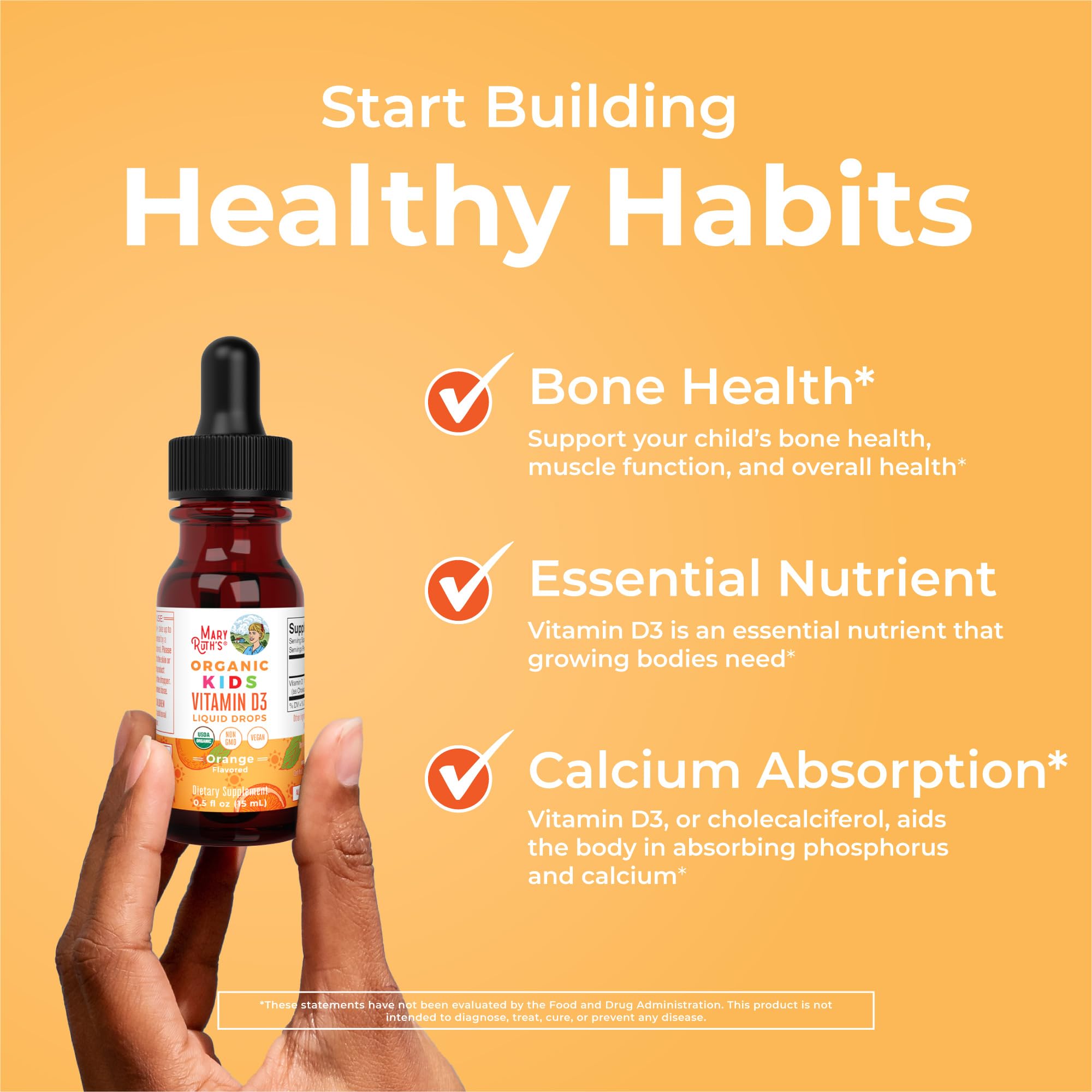 MaryRuth Organics USDA Organic Vitamin D3 Liquid Drops for Kids | 640 IU Vitamin D3 Per Serving | Kids Immune Support & Bone Health Supplement | Formulated for Ages 4-13 | 0.5oz | 30 Servings MARYRUTH'S buy australia supplements
