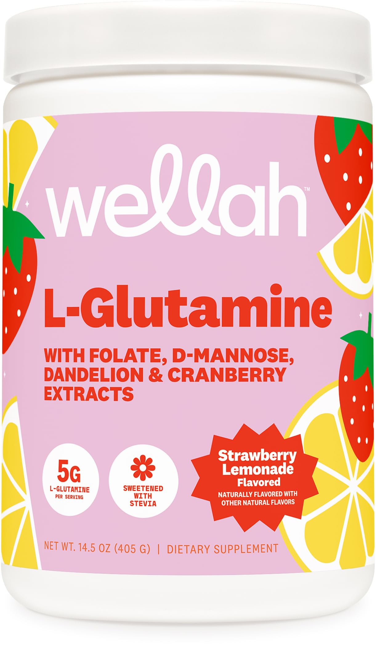 Wellah L-Glutamine Strawberry Lemonade Flavored (50 Servings) - 5g L-Glutamine Per Serving, Sweetened with Stevia Wellah buy australia supplements