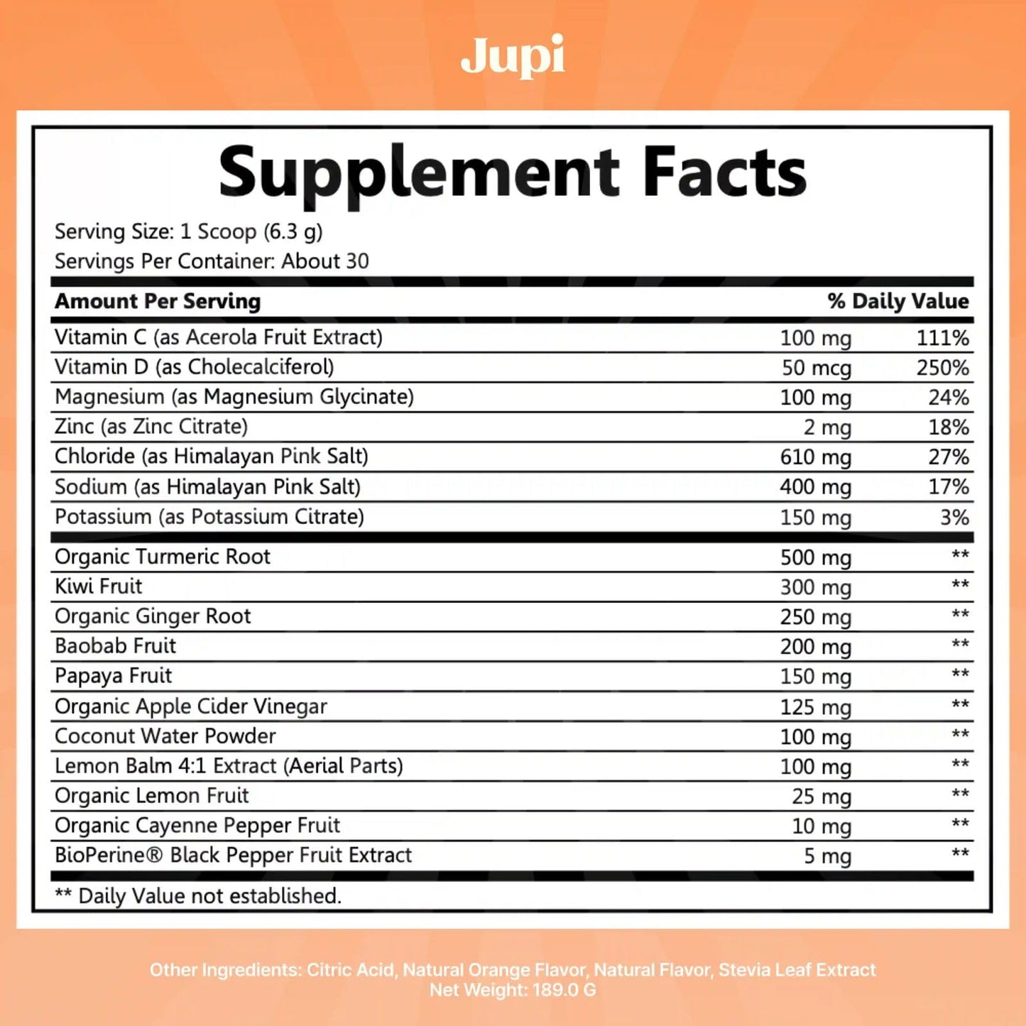 Jupi Hydration & Wellness Powder – Turmeric & Ginger shots, Vitamin C Supplement for Energy, Immune Support & Digestive Health – Vegan, Gluten-Free Drink Mix Jupi
