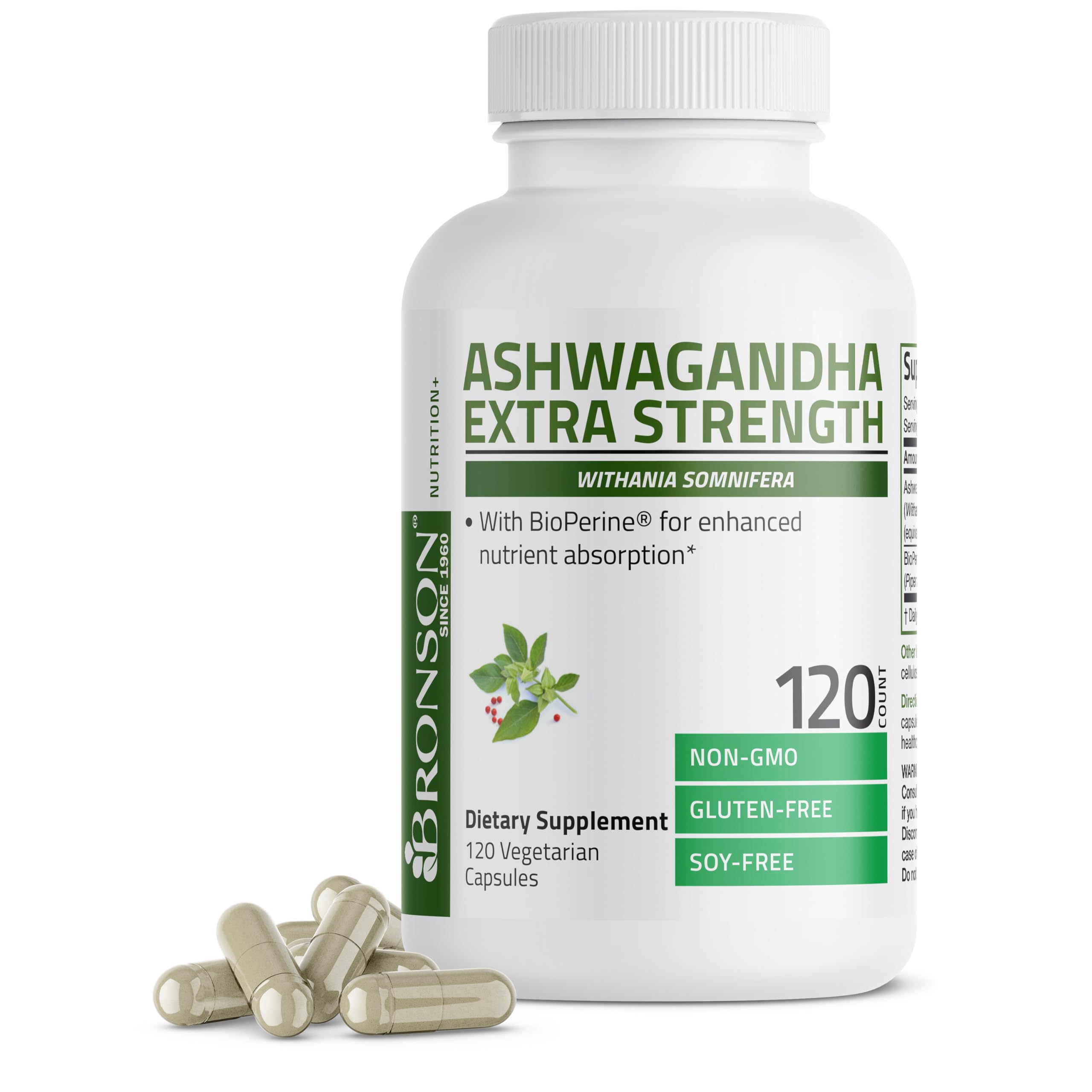 Bronson Ashwagandha Extra Strength Stress & Mood Support with BioPerine - Non GMO Formula, 120 Vegetarian Capsules Bronson buy australia supplements