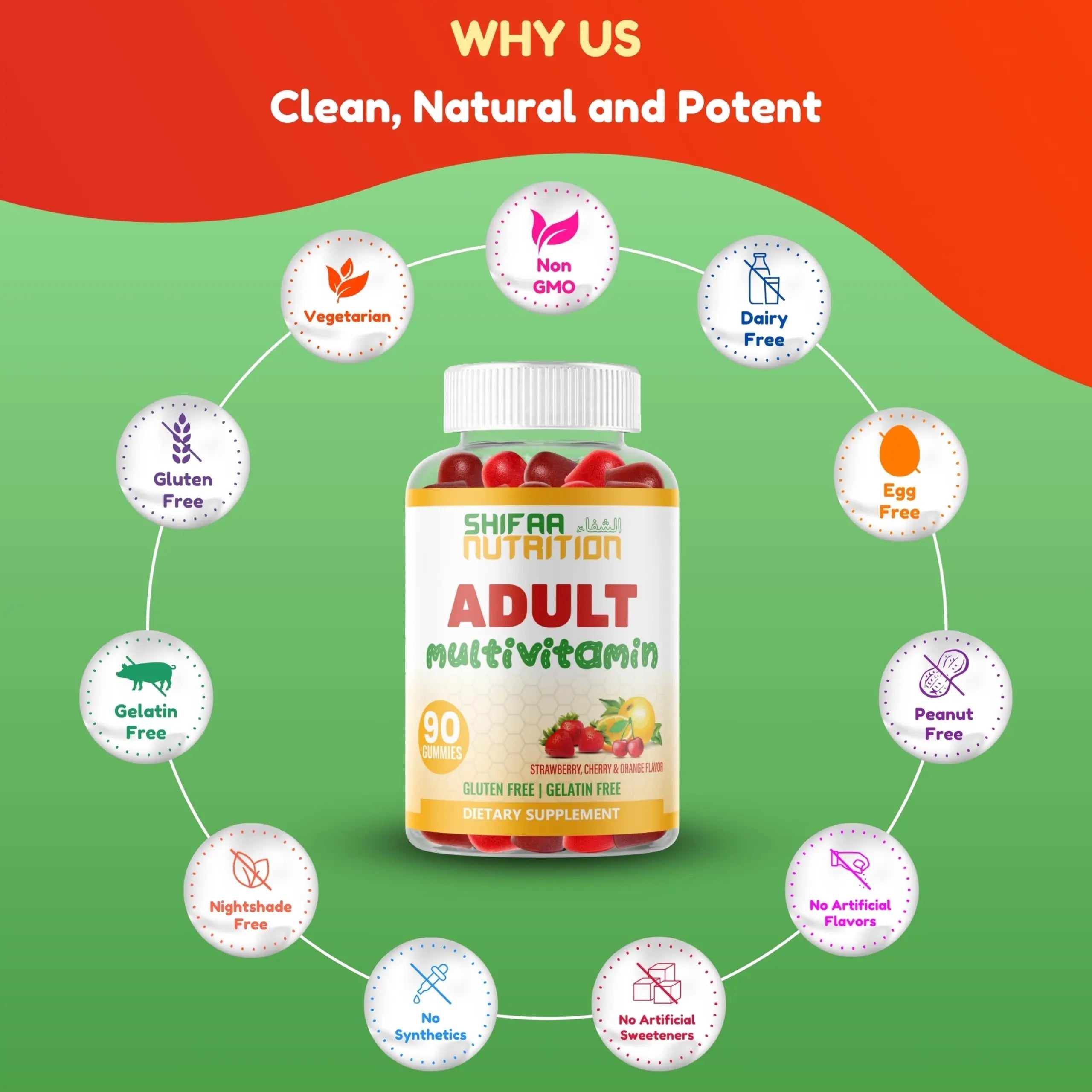 Halal Multivitamin Gummies for Women & Men | Immune & Overall Wellness | 90 Delicious Gummy Vitamins (45-Day Supply) SHIFAA NUTRITION buy australia supplements