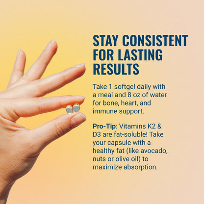 Live Conscious Vitamin K2 MK7 with D3 Supplement | Bone & Heart Health Support - Patented Vitamin K & Vitamin D3 5000 IU - 60 Softgels Live Conscious