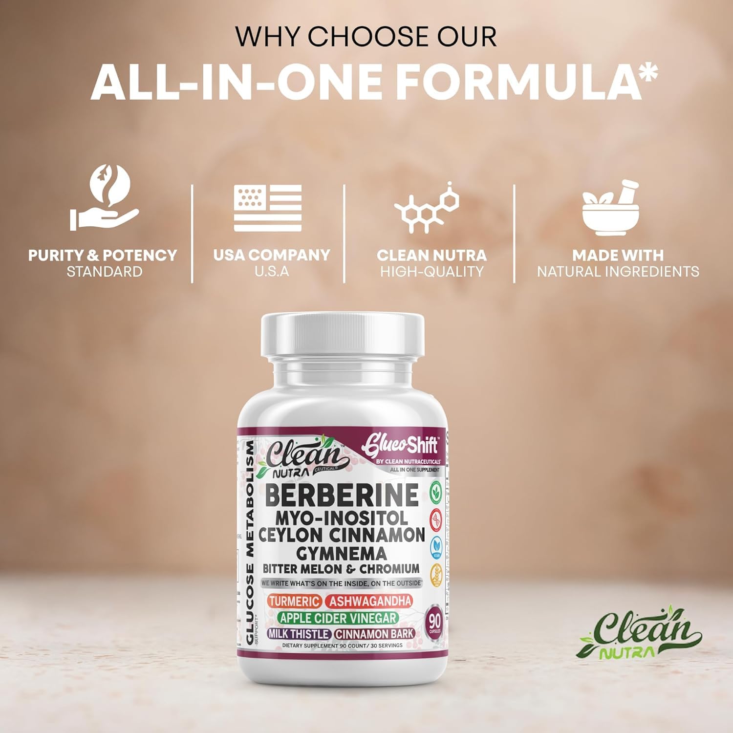 Clean Nutra Berberine Supplement Myo-Inositol Ceylon Cinnamon Gymnema Bitter Melon Chromium Complex for Digestion, Antioxidant Support & Wellness 90 Vegan Capsules Non-GMO Clean Nutraceuticals buy australia supplements